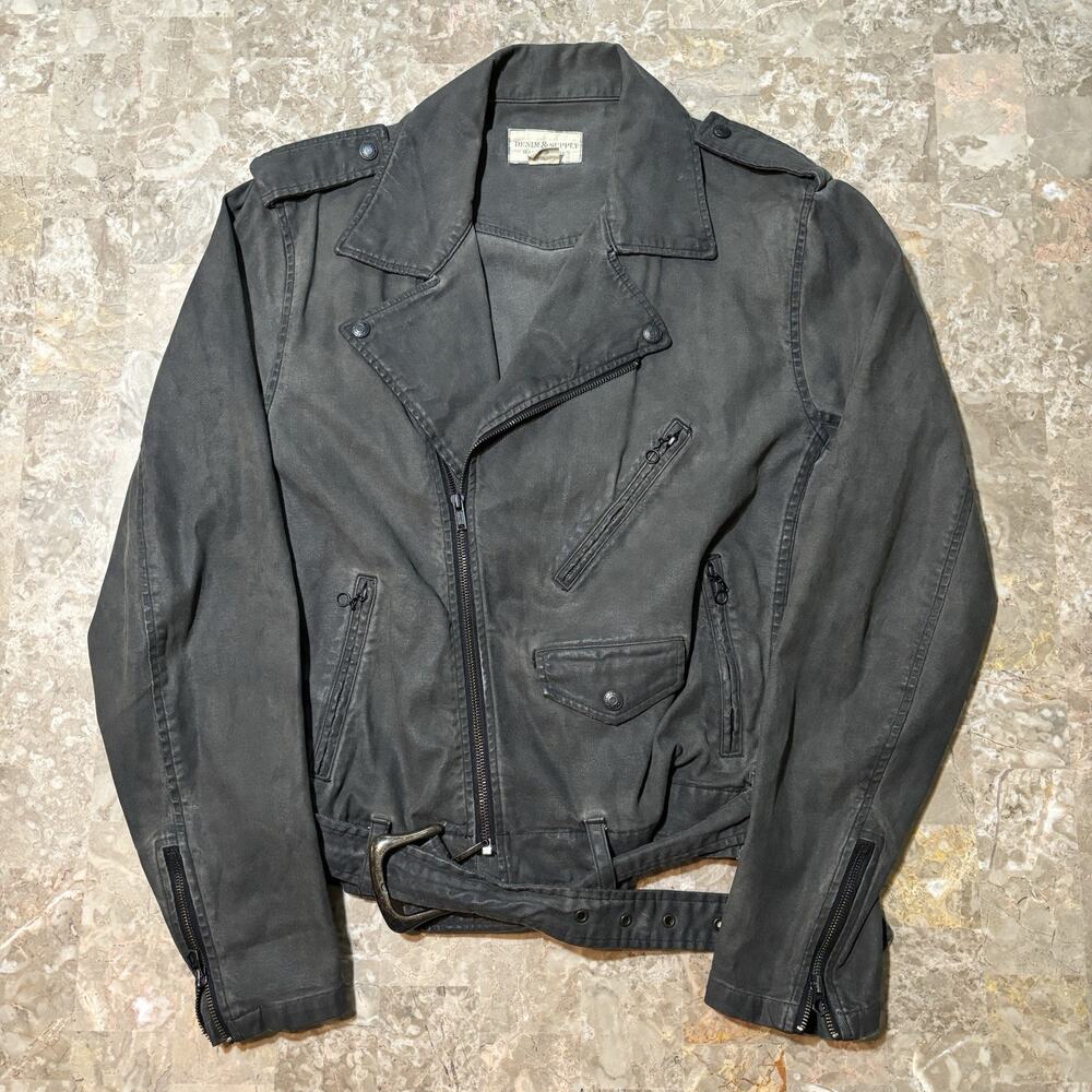 Ralph Lauren Denim & Supply Moto Jacket Womens Large Grey Biker Vintage